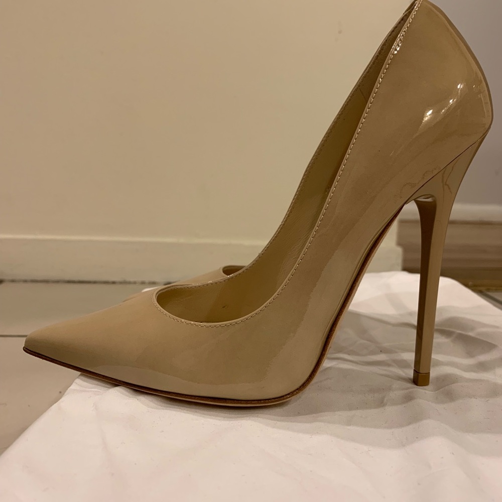 Jimmy Choo Anouk Patent Nude Pumps